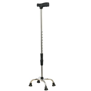 Bâton de marche télescopique en acier inoxydable à quatre points antidérapants pour personnes âgées - Product Image 1