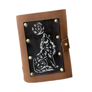 Mini Diario de Cuero Genuino con Grabado de Lobo, 200 Páginas sin Líneas con Borde Decorativo, Regalo con Lápiz para Hombres y Mujeres - Product Image 3