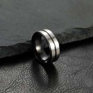 Anillos De Acero Inoxidable Brushed Dual Tone Matte <b>Black</b> <b>Rings</b> Made Titanium Steel <b>Men</b> Personality <b>Ring</b> Charming Jewelry - Product Image 2