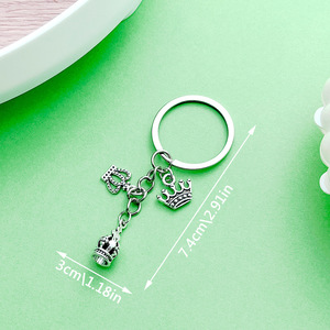 Porte-clés Couronne Antique en Argent, Pendentif en Alliage de Zinc, Accessoire de Bijouterie pour Cadeau DIY - Product Image 3