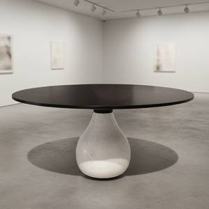 Table <span class=keywords><strong>à</strong></span> <span class=keywords><strong>manger</strong></span> Runxi de style italien minimaliste de luxe, base en marbre naturel, plateau en métal, forme de goutte d'eau, Aqua <span class=keywords><strong>Roche</strong></span> <span class=keywords><strong>Bobois</strong></span> - Product Image 3