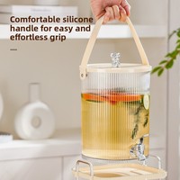 Carafe à eau froide grande capacité écologique avec robinet, distributeur de boissons pour réfrigérateur (jus de fruits, thé), compatible eau bouillante, couvercle moulé par soufflage