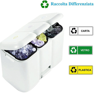 Waste <b>Bin</b> 3 Compartments 34 Litres Pedal <b>Lid</b> For Waste Separation - Product Image 3