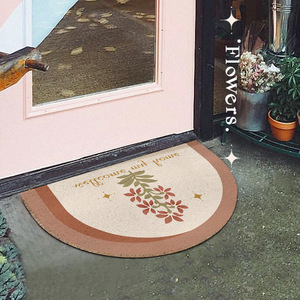 Art Mat Half <b>Circle</b> Doormat Floral Pattern Non Slip PVC Home Use - Product Image 3