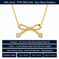 Collier Nœud Papillon en Acier Inoxydable Plaqué Or 18K, Anti-ternissement, Prêt à Expédier, Nouvelle Arrivée, Vente en Gros, Cadeaux pour Femmes