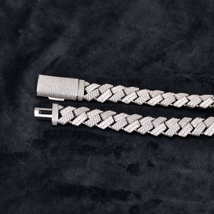 Bijoux Hip Hop pour hommes et femmes, collier de chaîne cubaine de 19mm plaqué <span class=keywords><strong>or</strong></span> glacé Cz Prong, collier de chaîne à maillons cubains <span class=keywords><strong>en</strong></span> diamant, chaîne cubaine - Product Image 3