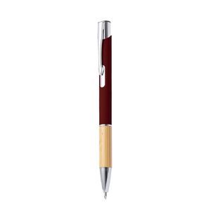 NEW ARRIVAL PROMOTIONAL ECO FRIENDLY RUBBERIZED ALUMINUM PEN <b>BAMBOO</b> GRIP SILK <b>SCREEN</b> PRINTING CUSTOMIZABLE LOGO BLACK/BLUE - Product Image 3