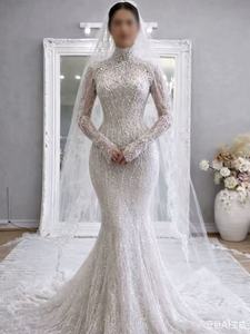 Abito da <span class=keywords><strong>Sposa</strong></span> Personalizzato Stile Sirena in Pizzo, Maniche Lunghe, Vestito Nuziale Completo - Product Image 2