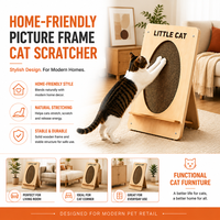Griffoir pour chat de style cadre avec insert en carton remplaçable, planche à gratter inclinée à 15 degrés pour chats d'intérieur