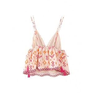 เสื้อยืดคอวีปักลูกปัดพิมพ์ลายแฟชั่นสำหรับผู้หญิง - Product Image 2