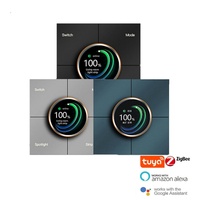 Panneau d'interrupteurs intelligent multifonctionnel avec écran de 1,28 pouce, Tuya Zigbee, norme européenne 86x86mm, pour projets hôteliers et d'accueil