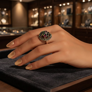 Bague de cocktail géométrique de luxe pour femme en argent 925 avec cristaux et strass sertis pavé, bijou romantique pour soirées et événements habillés - Product Image 4