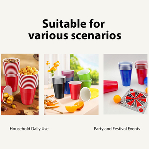 FULING Gobelets <span class=keywords><strong>en</strong></span> <span class=keywords><strong>plastique</strong></span> jetables bicolores <span class=keywords><strong>bleu</strong></span> et rouge pour jeux, bière, tennis de table, fête et balle de ping-pong - Product Image 4