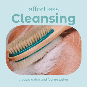 Brosse de douche professionnelle à long manche double face pour le dos, exfoliation de la peau et massage humide ou sec - Product Image 4
