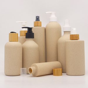 Envase Cosmético Biodegradable de Lujo Ecológico de 300 ml y 500 ml, Botella con Bomba para Champú y Loción de Paja de Trigo con Tapa - Product Image 5