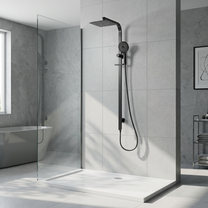 Ensemble de <span class=keywords><strong>douche</strong></span> numérique noir avec affichage numérique, 4 fonctions, robinet de <span class=keywords><strong>baignoire</strong></span> mural avec pommeau de <span class=keywords><strong>douche</strong></span> pluie et douchette à main - Product Image 1