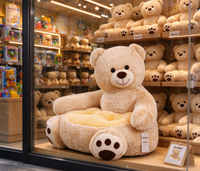 Canapé en peluche doux en forme d'ours pour chambre d'enfant, coussin de siège rembourré, cadeau personnalisé