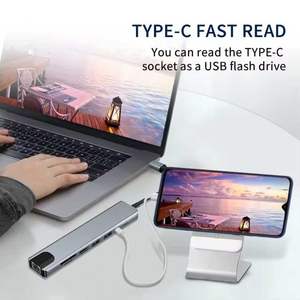 Venta caliente USB C Tipo C Hub 7 en 1 TF/SD HDTV 4K/30Hz Usb Hub Adaptador multifunción para computadoras portátiles <span class=keywords><strong>MacBook</strong></span> <span class=keywords><strong>Pro</strong></span> y tipo C <span class=keywords><strong>Windows</strong></span> - Product Image 4