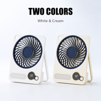 Ventilateur portable rechargeable 5 pouces 3000 mAh, mini ventilateur pliable avec veilleuse et haut-parleur Bluetooth pour table, bureau, voiture, extérieur et maison