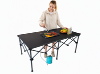 Table de camping pliable en aluminium réglable en hauteur, poste de travail portable pour pique-nique en plein air
