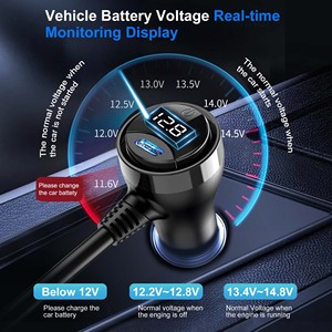 محول شاحن سيارة Gaoyi بـ 4 مخارج وقوة 216 واط مع 3 منافذ USB ومنفذ تيار مستمر 12 فولت/24 فولت - Product Image 2