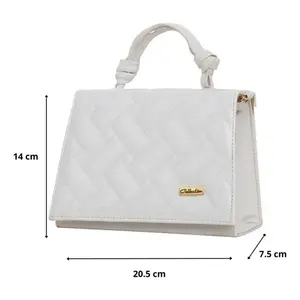Bolso Bandolera Acolchado Blanco Fana con Cadena Dorada, Estilo Vintage, Bolso de Hombro para Mujer, Forro de PU, Impermeable - Product Image 4