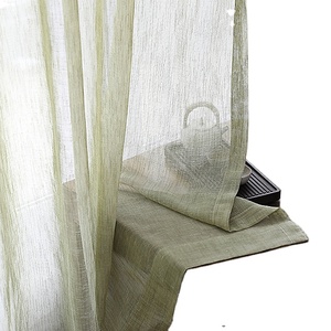 Nhà cung cấp chuyên nghiệp Doris slub Tulle vải 100% polyester Linen cái nhìn <span class=keywords><strong>Sheer</strong></span> Voile rèm vải nhà dệt vải - Product Image 1