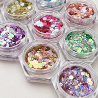 Paillettes 3D œil de chat, mélange de tailles, sirène holographique, couleur changeante, pour l'artisanat des ongles, gobelet, matériel pour ongles