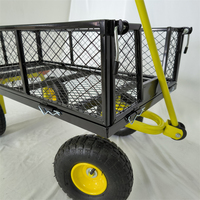 Chariot utilitaire robuste Wagon de jardin à benne basculante en acier grillagé Chariot à benne basculante amovible Côtés en maille 4 roues Wagon de jardin