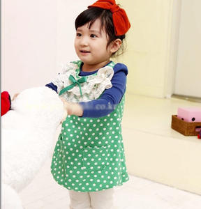 Ropa Infantil al por Mayor, Vestido Casual de Encaje con Mangas Largas y Estampado de Puntos al Estilo Inglés para Niñas Pequeñas, de Fabricante Chino - Product Image 1