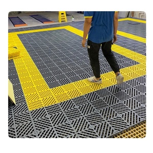 กระเบื้องระบายน้ำแบบประกบสีเขียว ป้องกันการลื่นไถล พื้นพลาสติกสำหรับใช้งานภายในอาคาร เหมาะสำหรับโรงงาน-งานออกแบบอุตสาหกรรม พร้อมอุปกรณ์เสริมขอบ - Product Image 5