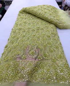 Nhà Máy Giá Bridal ren vải đính cườm thêu Sequins công nghệ Wedding party Net ren sequins - Product Image 4