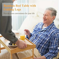 Table de lit en bambou avec pieds pliables, moderne, pour cuisine et salle de bain, petit-déjeuner/collation/canapé-lit, finition laquée