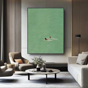 Arte Abstracto para Pared, Pintura Texturizada, Arte Contemporáneo de Nadadores en Aguas Verdes Claras, para Hogar y Galería - Product Image 2