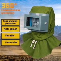 Casque de sablage anti-éclaboussures à grande tête Anti-poussière Verre incurvé Ventilation Peinture Protection faciale Bouclier pour l'extérieur