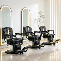 Fauteuil de Barbier Rétro de Luxe pour Hommes, Chaise de Coiffure et de Styling Réglable et Pivotante pour Salon de Coiffure