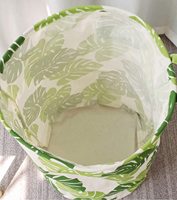 Grand panier à linge panier de rangement, bacs cadeaux ronds en toile légère jouets vêtements blanchisserie avec poignées feuille verte