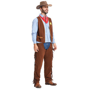 <span class=keywords><strong>Costume</strong></span> d'Halloween Tenues de <span class=keywords><strong>cowboy</strong></span> de carnaval <span class=keywords><strong>Costume</strong></span> de <span class=keywords><strong>cowboy</strong></span> à franges pour hommes avec gilet Chaps Foulard et chapeau - Product Image 3