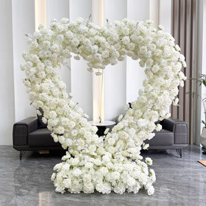 Arco Floreale a Forma di Cuore <span class=keywords><strong>con</strong></span> Rose Rosse, Insegna al Neon 'Sposami', Cornice Floreale Artificiale per Proposte di Matrimonio, Decorazione per Feste e Scenografie - Product Image 2