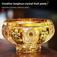 Boheems Europa Amerika Licht Luxe Vintage Emaille Bloem Kristalglas Fruitschaal Schaal Vaas Snoepvaas Gedroogd fruit Snackdoos