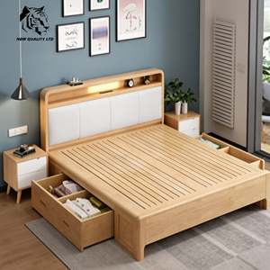 Suministro de fábrica, la cama king size de 1.8m más barata, personalizable, con gran stock, ecológica, de diseño moderno, muebles de dormitorio, estructura de cama king size de madera. - Product Image 4