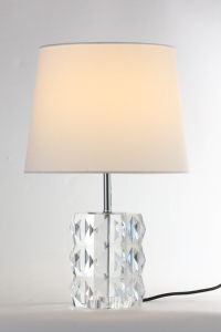 Lámpara de escritorio de lujo con interruptor controlado con pantalla de tela Base de cristal iluminación moderna para dormitorio - Product Image 4