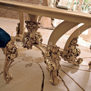 Juego de mesa de <span class=keywords><strong>comedor</strong></span> de madera ovalada barroca exquisita de nuevo diseño-<span class=keywords><strong>Comedor</strong></span> elegante y conjunto de mesa de cóctel - Product Image 5