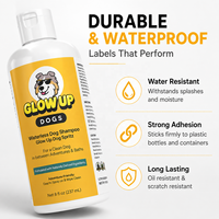 Label Botol Perawatan Hewan Peliharaan Kustom, Stiker Gulung Perekat Sendiri Tahan Air dan Tahan Minyak dari BOPP Putih untuk Kemasan Sampo Anjing