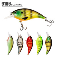 Leurre de pêche artificiel flottant 60mm 9g 5 couleurs, crankbait dur en plastique ABS, 6 unités #   Hameçon triple à yeux 3D
