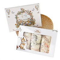 Coffret Cadeau Bébé en Papier Imprimé Coloré pour Couverture, Bavoir et Ensemble Nouveau-né