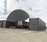 Abri de stockage robuste en acier pour conteneurs maritimes, 40'x40'x13', avec dôme et auvent