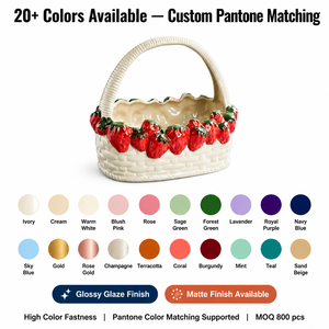 Cestini di frutta in ceramica di fragole più venduti per decorazioni natalizie e contenitori per pane versatili - Product Image 3