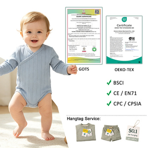 Combinaison bébé en coton côtelé pointelle de qualité supérieure, manches longues, style kimono, douce, pour nouveau-né, pour toutes les saisons - Product Image 2