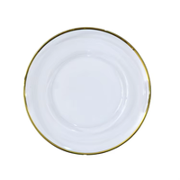 Assiettes de présentation en verre écologiques peintes à la main avec bord doré de 33 cm, personnalisables, pour mariages et hôtellerie – Vente en gros